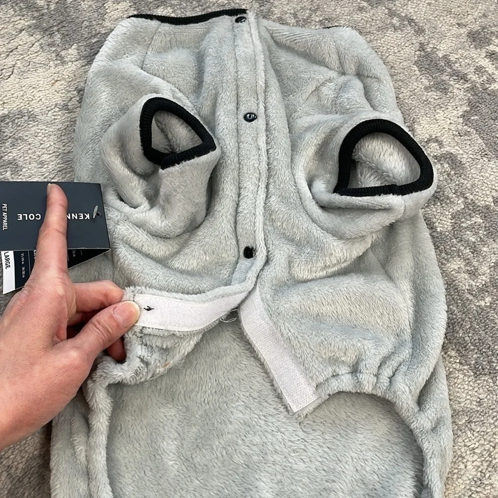 NWT Kenneth Cole Every Dog Has Its Day Pajamas Fuzzy Soft Gray Pet Sz L